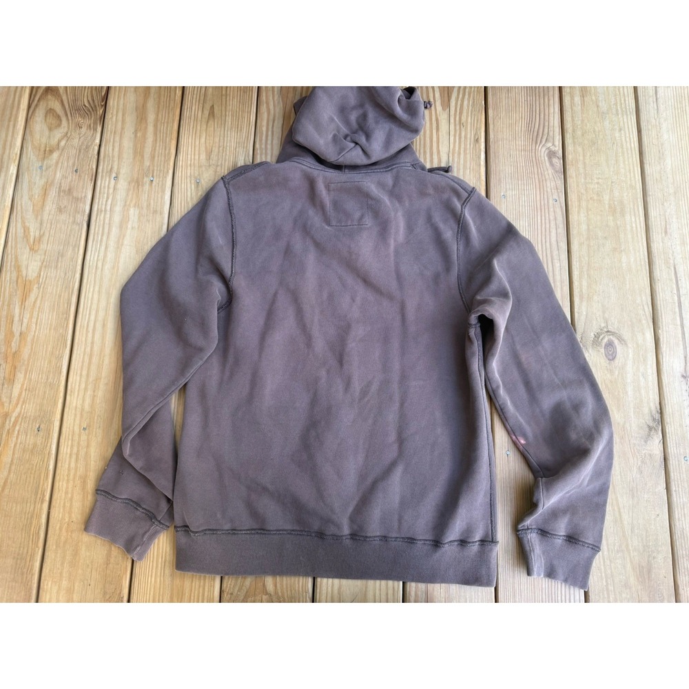 Vtg Y2K Hollister Hoodie Mens Large Brown Distressed Hoodie Embroidered - Picture 9 of 9